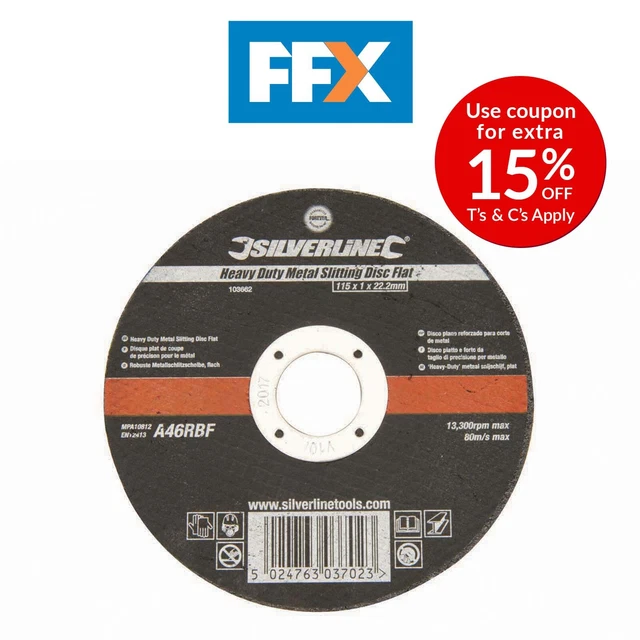 Silverline 103662 115mm Angle Grinder Grinding Disc Metal Cutting Fits All 115mm