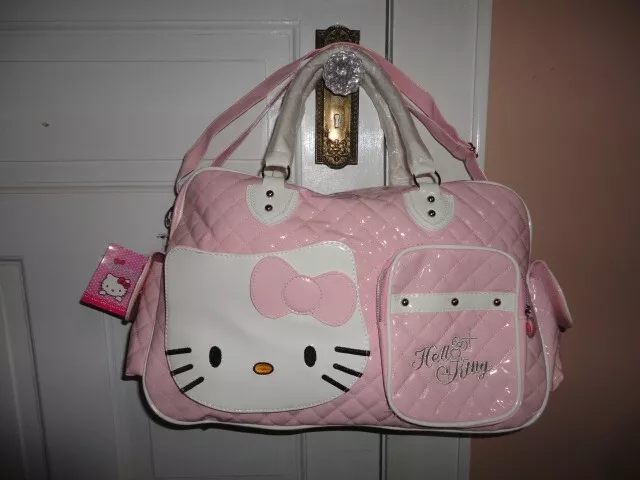 Hello Kitty Large Pink Diaper Bag Carry On Travel Quilted Duffel Tote Nip New