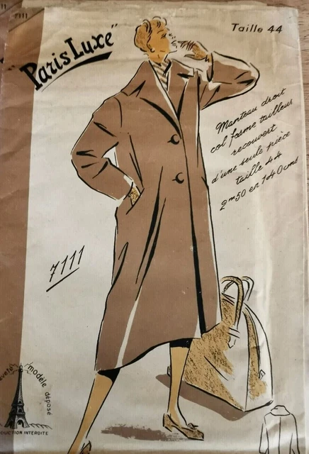 Patron Vintage Paris Luxe Pour Manteau Femme - Taille 44, Scellé D'époque