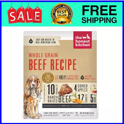 The Honest Kitchen Dehydrated Whole Grain Beef Dog Food, 10 lb Box