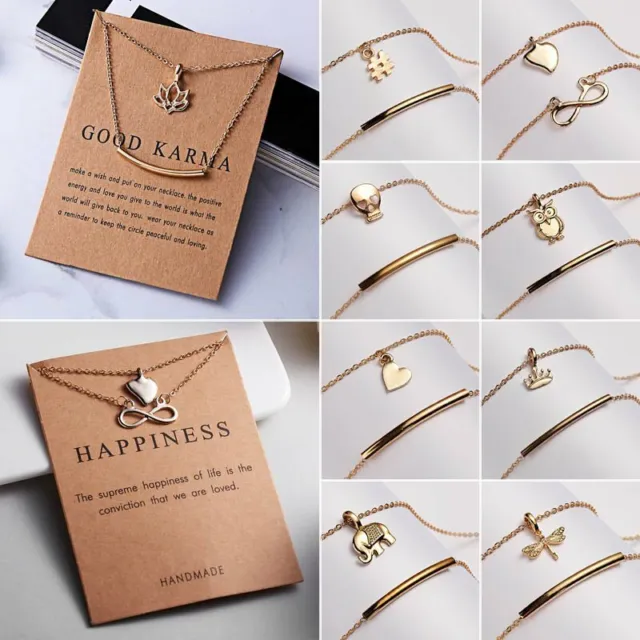 Multi-Layer Card Choker Collar Pendant Chain Clavicle Necklace Women Jewellery