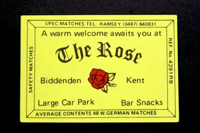 Matchbox label Upec Pub The Rose Biddenden Kent MK089