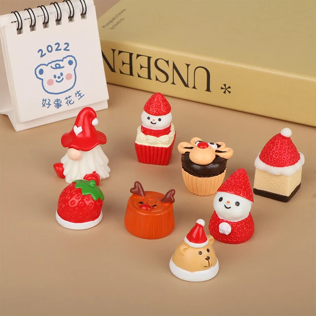 1Pc Xmas Cake Toppers Cartoon Fruit Micro Landscape Xmas Happy Cake Ornam-P2