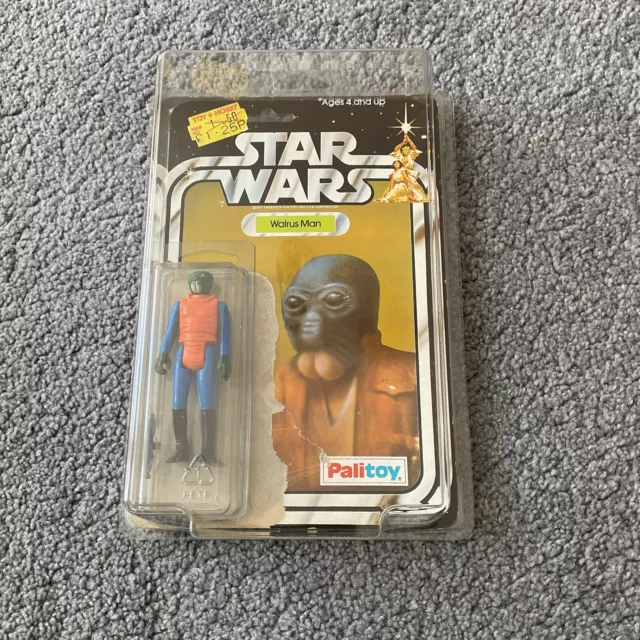 Vintage Star Wars Walross Mann Figur + Originalwaffe + Cardback