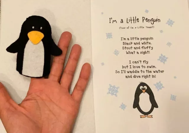 Australian Handmade Penguin Felt Finger Puppet