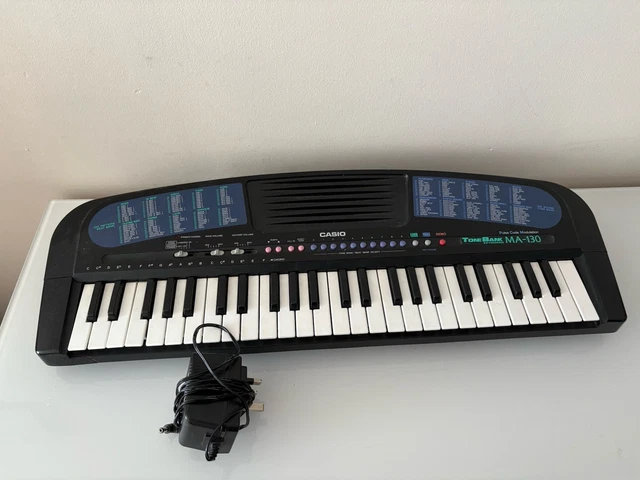 CASIO TONE BANK MA-130 Vintage Keyboard With AC Adapter Tested