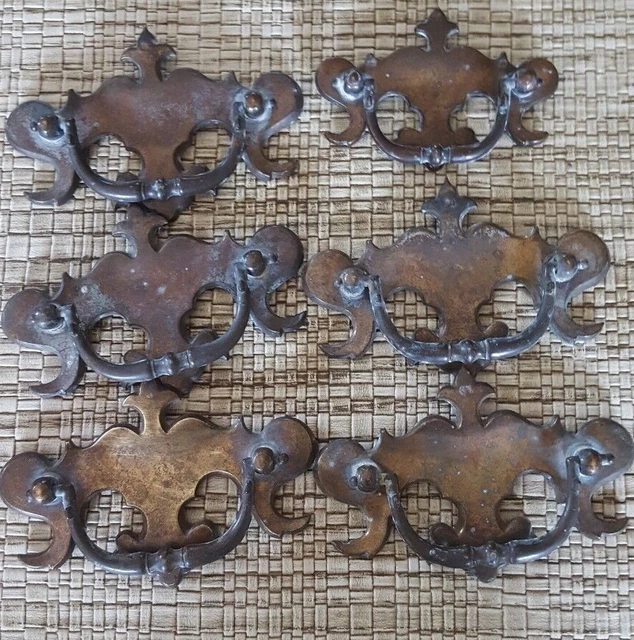 Vtg * KBC * Drawer Cabinet Solid Brass Heavy Bail Pulls 5 - 4 1/2"  1- 3 1/2"