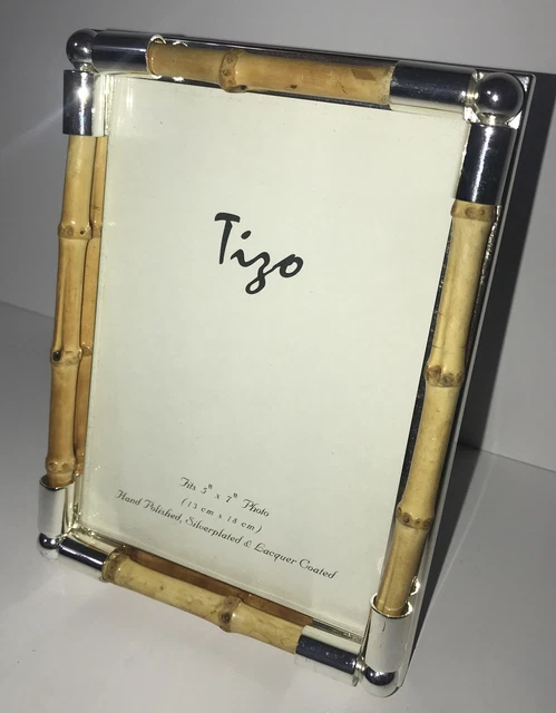 Tizo Bamboo And Silver plated Picture Photo Frame  5 X 7 Euc