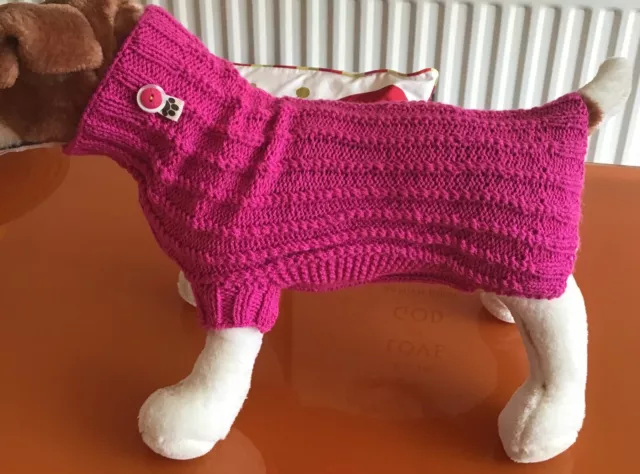 Dog Jumper by WoofThreads Bright Pink Medium Size with Lovely Button detail.