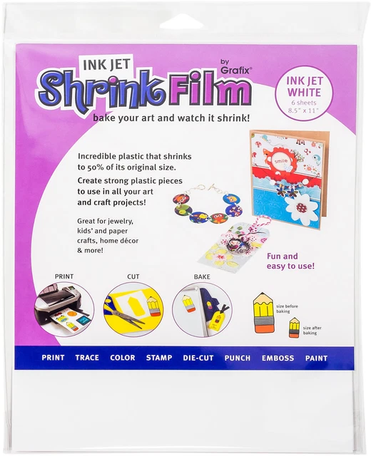 GRAFIX KSF50 WIJ 8 1 2 INCH By 11 Inch Shrink Film Printable White GRAFIX KSF50 WIJ 8 1 2 INCH By 11 Inch Shrink Film Printable White