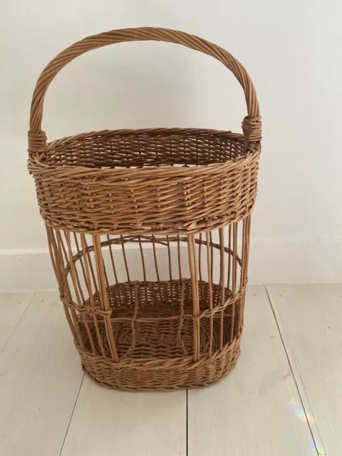 Vintage French Wine & glasses wicker basket  Shelf Carrier Cottagecore oval