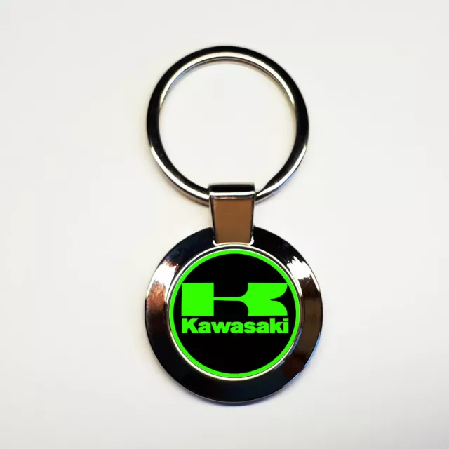 Porte-clés acier inoxydable rond kawasaki