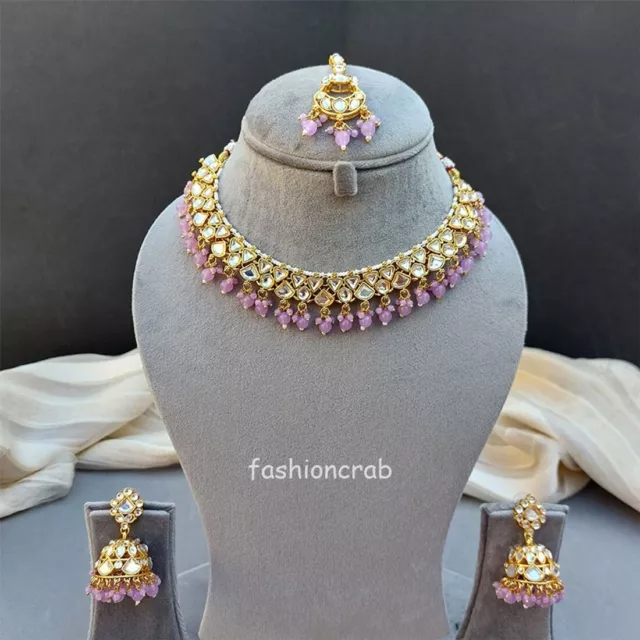 Indian Bollywood Style Jasmine Kundan Jewellery Set - Lavender