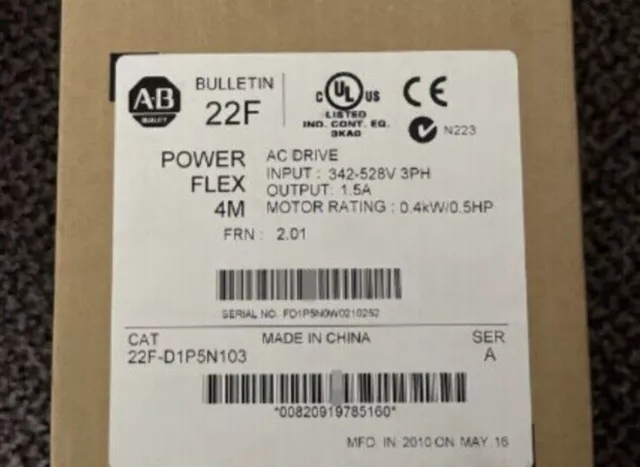 Brand New 22F-D1P5N103 PowerFlex 4M- 0.4 KW (0.5 HP) AC Drive Free Shipping