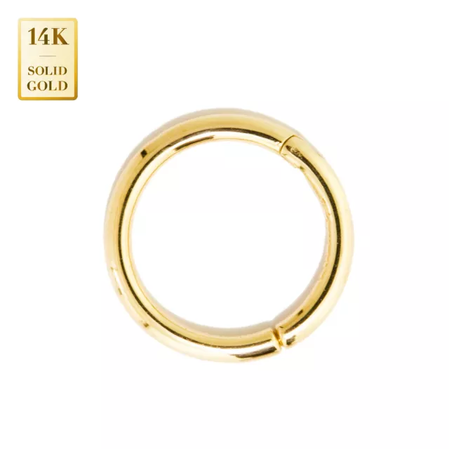 14K REAL Solid Gold Hinged Segment Septum Body Hoop Nose Ring Earring 16 Gauge