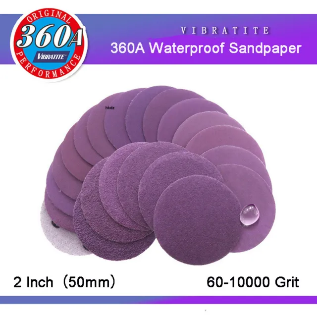 2" 50mm Wet And Dry Purple Sanding Discs Hook & Loop Sandpaper Pad 60-10000 Grit