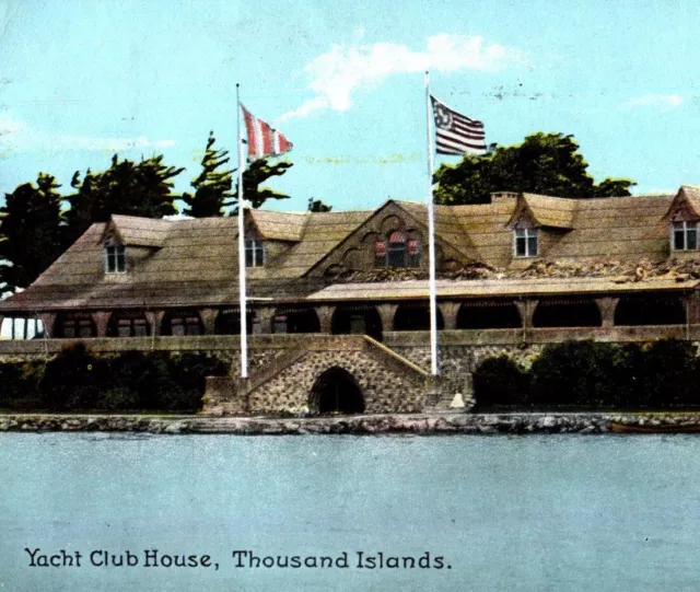 Postcard Yacht Club House Thousand Islands NY USA c1910 social history #84