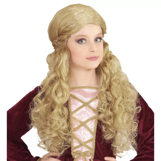 BLONDE MITTELALTER PERÜCKE MÄDCHEN Fasching Prinzessin Kostüm Zubehör # 74597