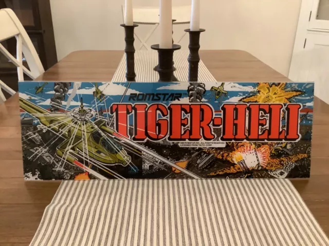 Original Vintage TIGER-HELI ARCADE MACHINE MARQUEE SIGN 1985 TAITO