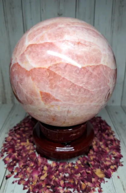 Huge Pork Stone Crystal Sphere 3.3kg 13cm + Stand Red Banded Calcite Must See