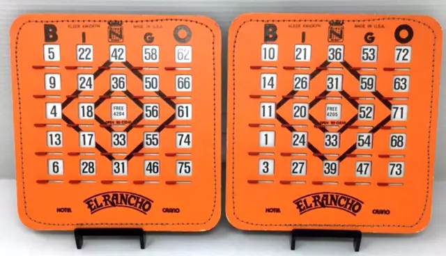 Vintage Las Vegas El Rancho Casino Bingo Shutter Boards  (2) ~RARE~(ORANGE) :E