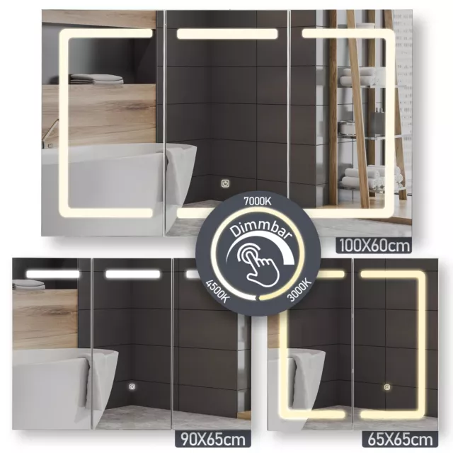 Aquamarin® Armoire de Toilette avec Miroir Éclairage Salle de Bain LED