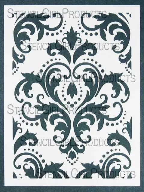 Stencil Girl - 9inx12in -  Damask