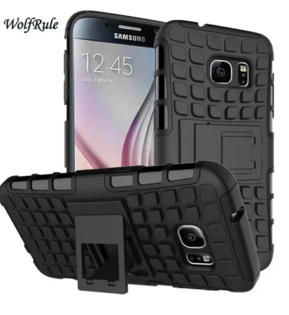 TORTOISE Tough Black Rugged Dual Layer Stand Case Cover For Samsung Galaxy S7