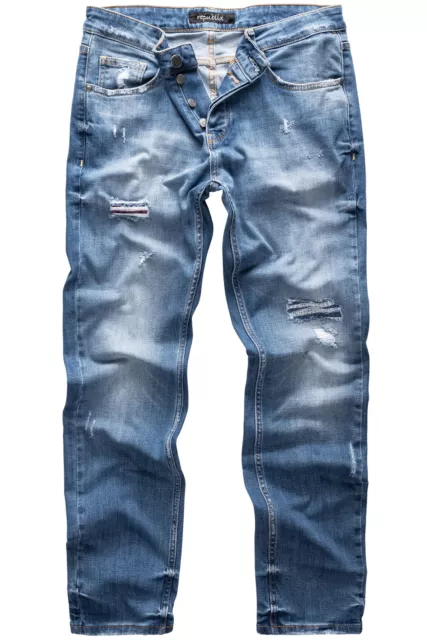 Herren Jeans Regular Straight Fit Denim Hose Destroyed R7984