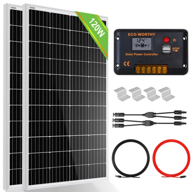 Kit de panneau solaire 200W 240W +30A Contrôleur + Câble Solaire + Montage en Z