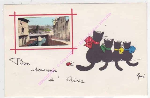 Cpsm 87700 Aixe On Vienna Illustrator Rene The Cat n4