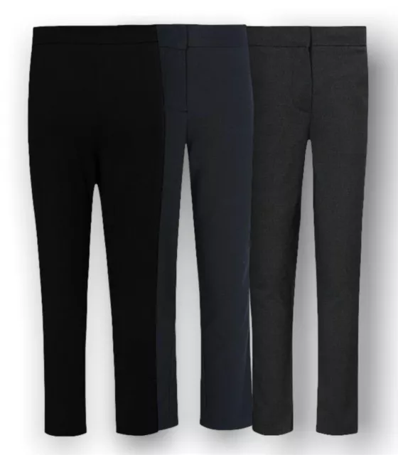 Girls Slim Leg School Trousers Grey, Navy & Black School Uniform