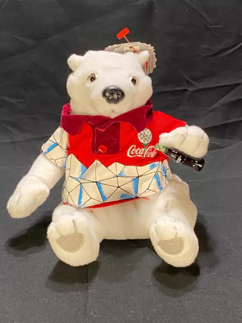 Vintage 1999 Coca-Cola Plush Polar Bear Style 0264 Golf Shirt Holding a Coke