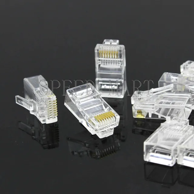 5X RJ45 8P8C CAT5e 8 Cable Modular plug ethernet gold plated network connector
