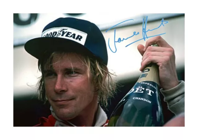 James Hunt Formula 1 A4 signed mounted photograph picture poster choice of frame