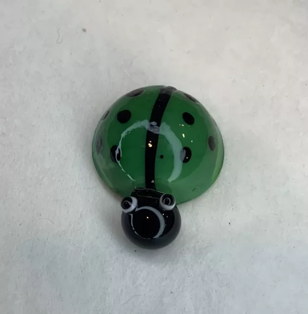 Festive Treasures Mini Glass GREEN LADYBUG Tiny Collectible Figurine - New