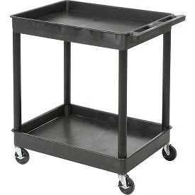 Luxor STC11 Tray Top Shelf 2 Shelf Plastic Utility Cart 24x18 4" Casters Luxor
