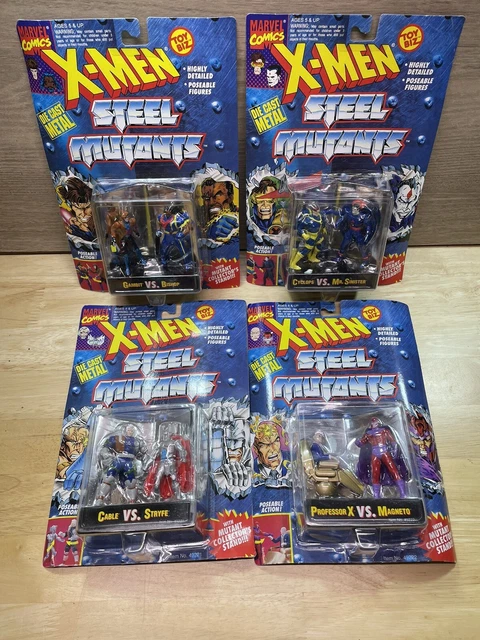 4 Set Vintage Marvel X-MEN Steel Mutants Die Cast Metal Figures Lot ToyBiz 1994