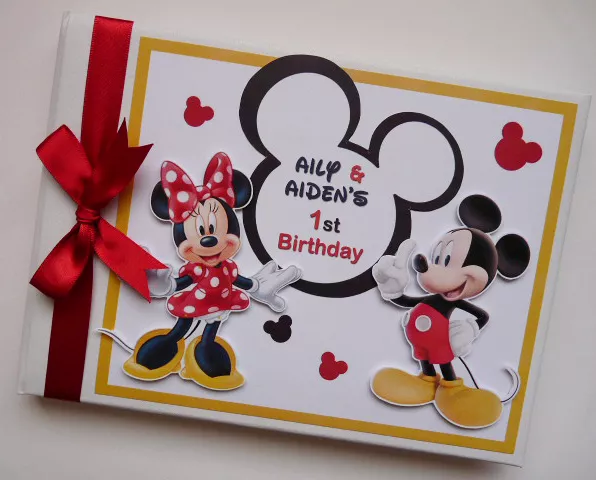 Personalised Mickey and Minnie birthday guest book, Mickey and Minnie album