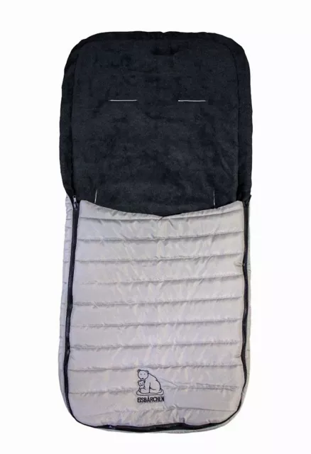 Baby Übergangs Stepp Fleece  Fußsack grau, ca. 91x43 cm, 6 Gurtschlitze