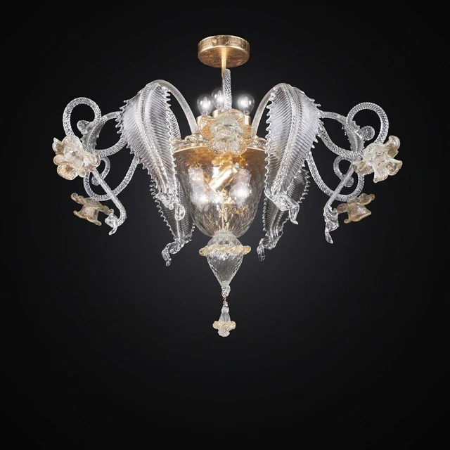 Lustre Murano à 12 Branches De Lumières, 1930, Art Déco