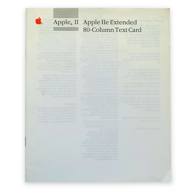 VTG 1986 Apple II Apple IIe Extended 80-Column Text Card Manual