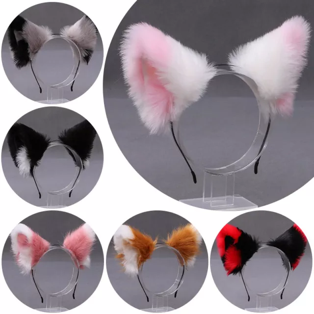 Cute Faux Plush Fluffy Cat Ears Hair Hoop Hairband Head Band Headwear Party