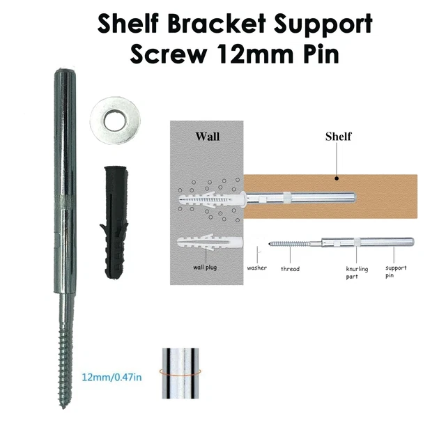 CONCEALED FLOATING SHELF Support Pin Brackets 12mm Invisible Mantle