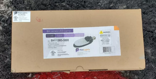 PacLights BH115M5-5000 LED Shoebox Lamp 115W E39 Type V 5000K NEW