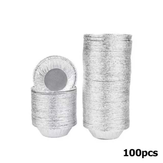 100* Disposable Aluminum Foil Tart Pan Mini Pot Pie Tin Tart Pan Mold Bake D7N0