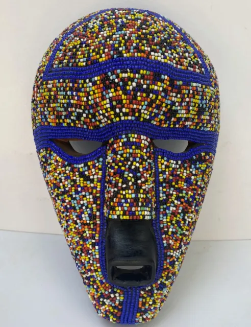 Tribal African Mask Beautiful Beaded Vintage Wall Face Mask