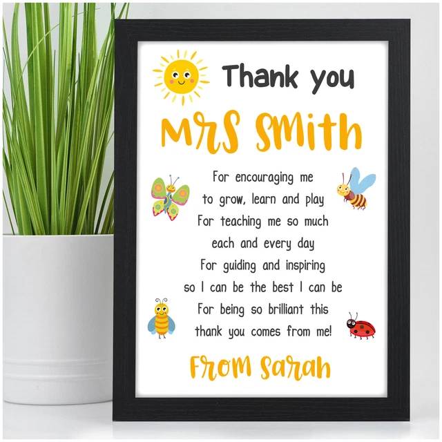 PERSONALISED TEACHER GIFTS Poem Thank You School Leaving Nursery End Of ...