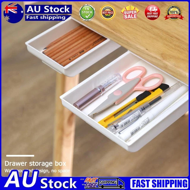 Under Desk Self-adhesive Table Drawer Storage Box Desktop Organizer Tray Box
