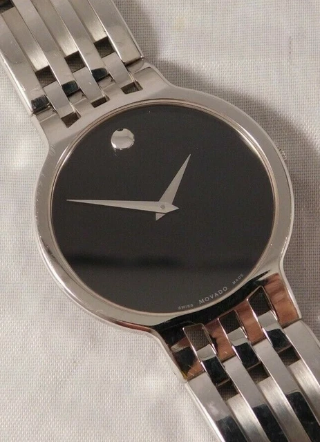 Movado Esperanza 04-1-14-1010 Black Dial SS Mens Quartz Watch 0607057....38mm